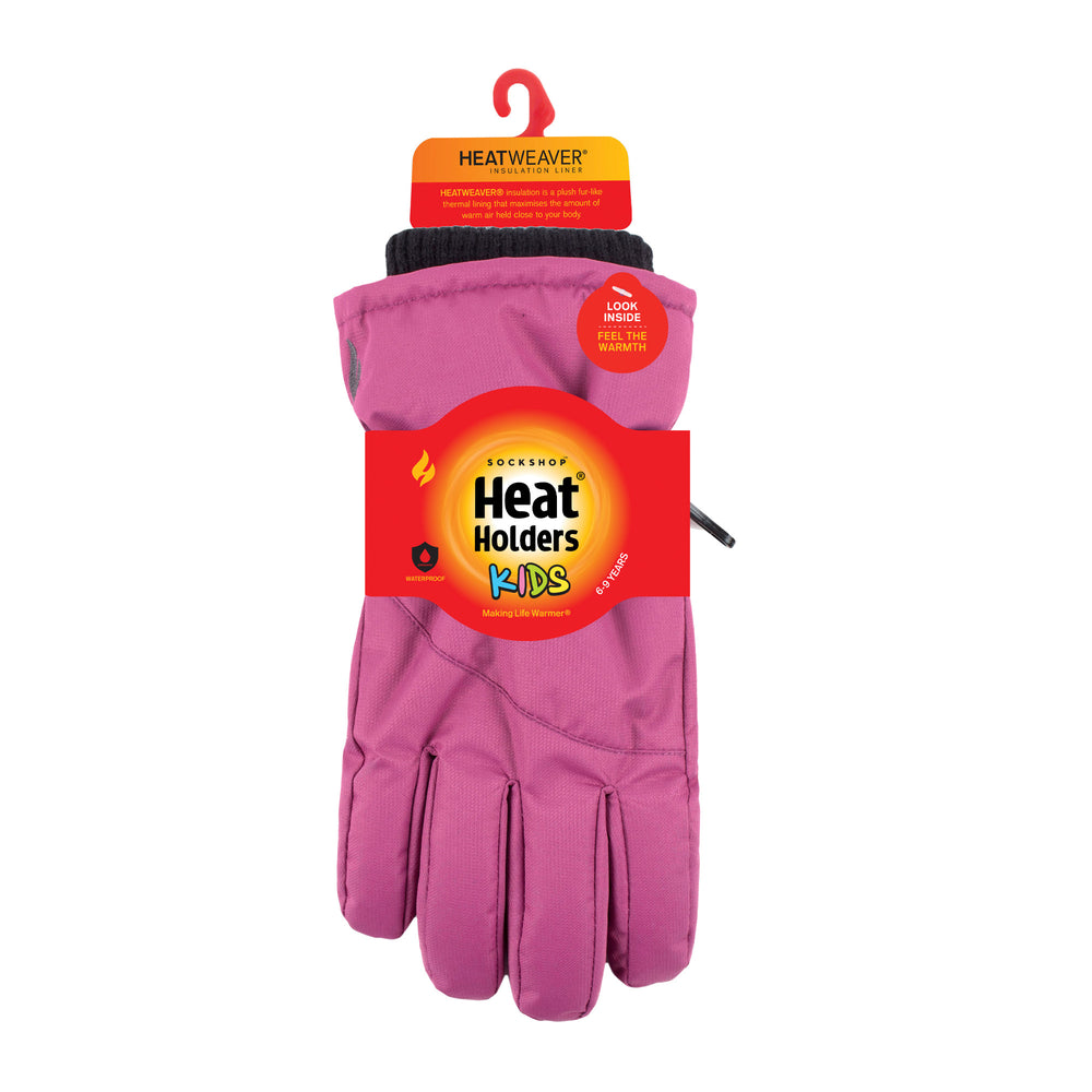 Kids Snowflake Ski Gloves - Rose