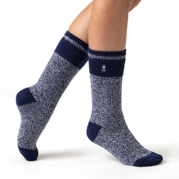 Ladies Original Sydney Block Stripe Socks - Soft Navy