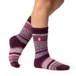 Ladies Original Cosby Twist Stripe Socks - Wine & Pink
