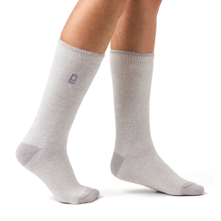 Ladies Lite Viola Socks - Light Grey & Cream