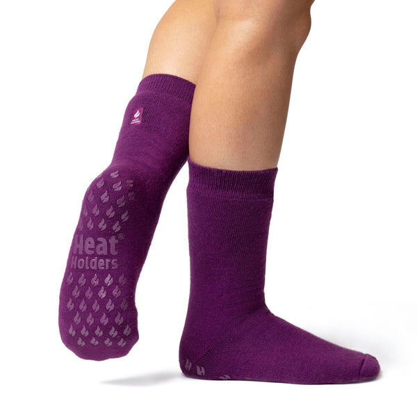 Ladies IOMI Dual Layer Raynaud's Slipper Socks - Violet