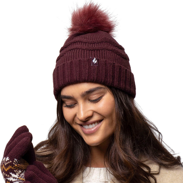 Ladies Cotswold Pom Pom Hat - Wine