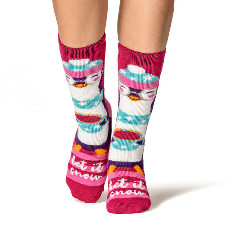 Ladies Lite Christmas Socks - Penguin