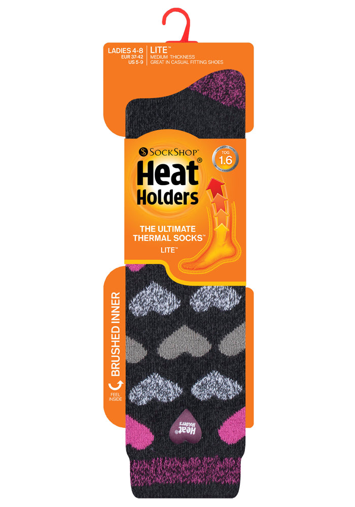 Ladies Lite Jacquard Heart Long Socks - Sutton