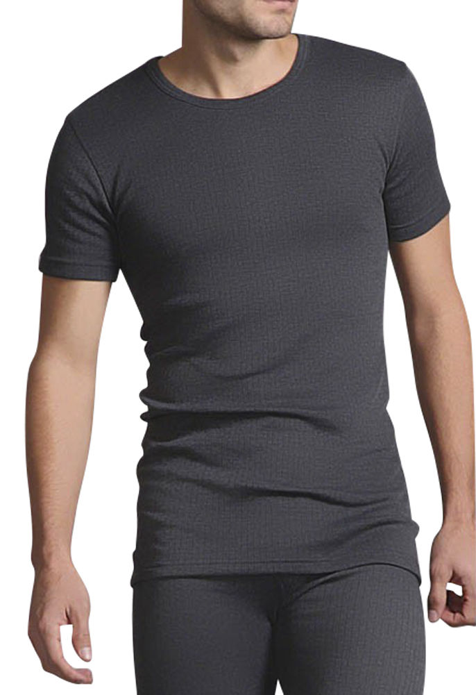 Mens Thermal Short Sleeve Vest - Charcoal